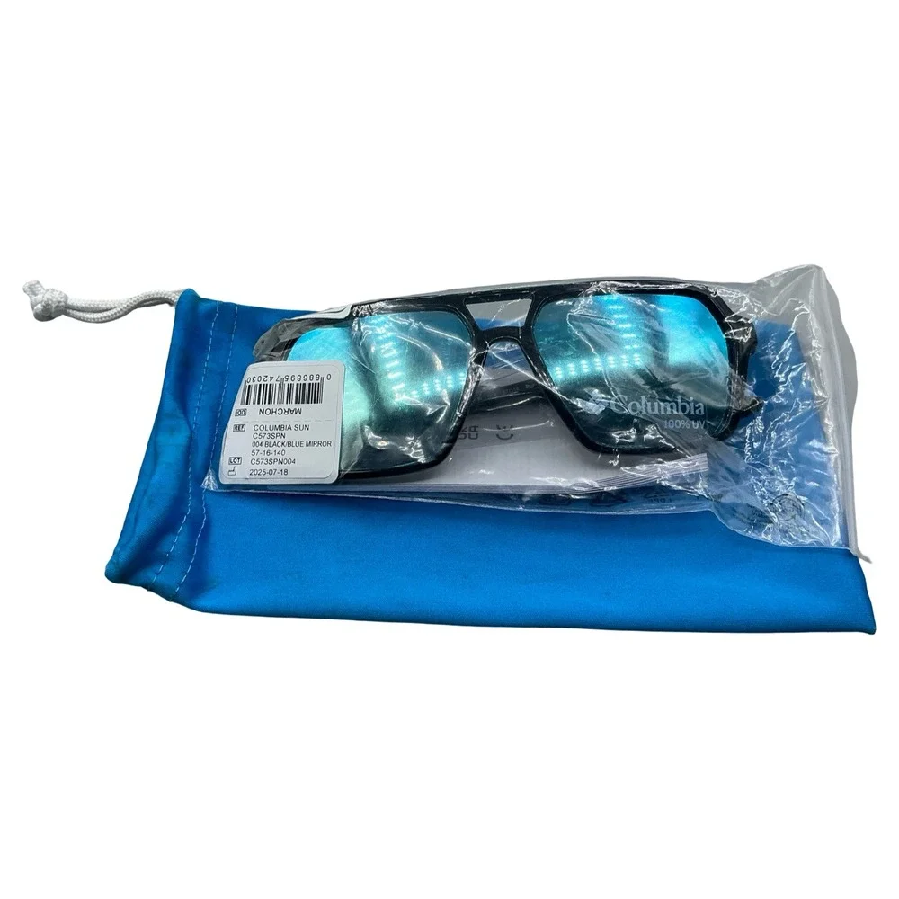 Columbia C573SPN 004 Black Blue Mirror Polarized Navigator Sunglasses NEW